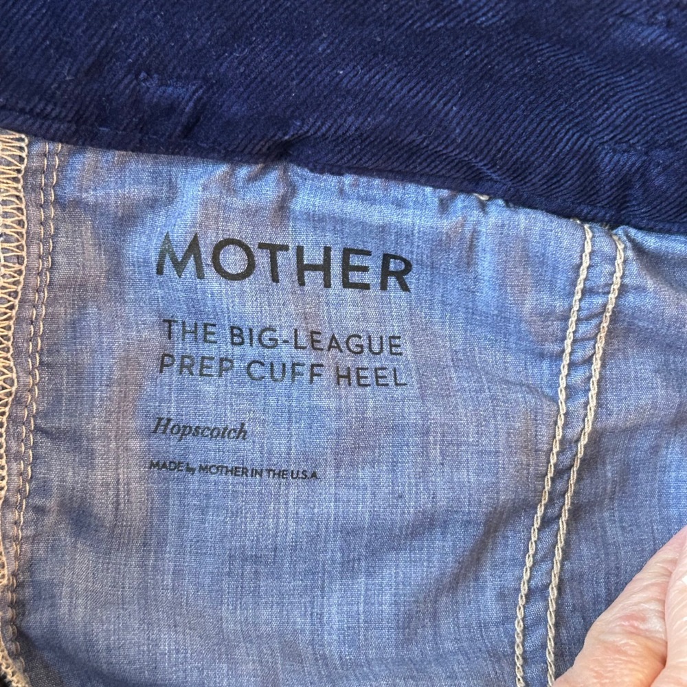 Mother The Big-League Prep‎ Cuff Heel Corduroy Pants Navy Blue Wide Leg - Picture 4 of 11